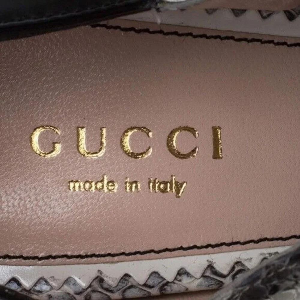 Gucci Tricolor Leather Snakeskin Nimue Mary Jane Pumps Heels. EU 38 (US 8) - Picture 6 of 9